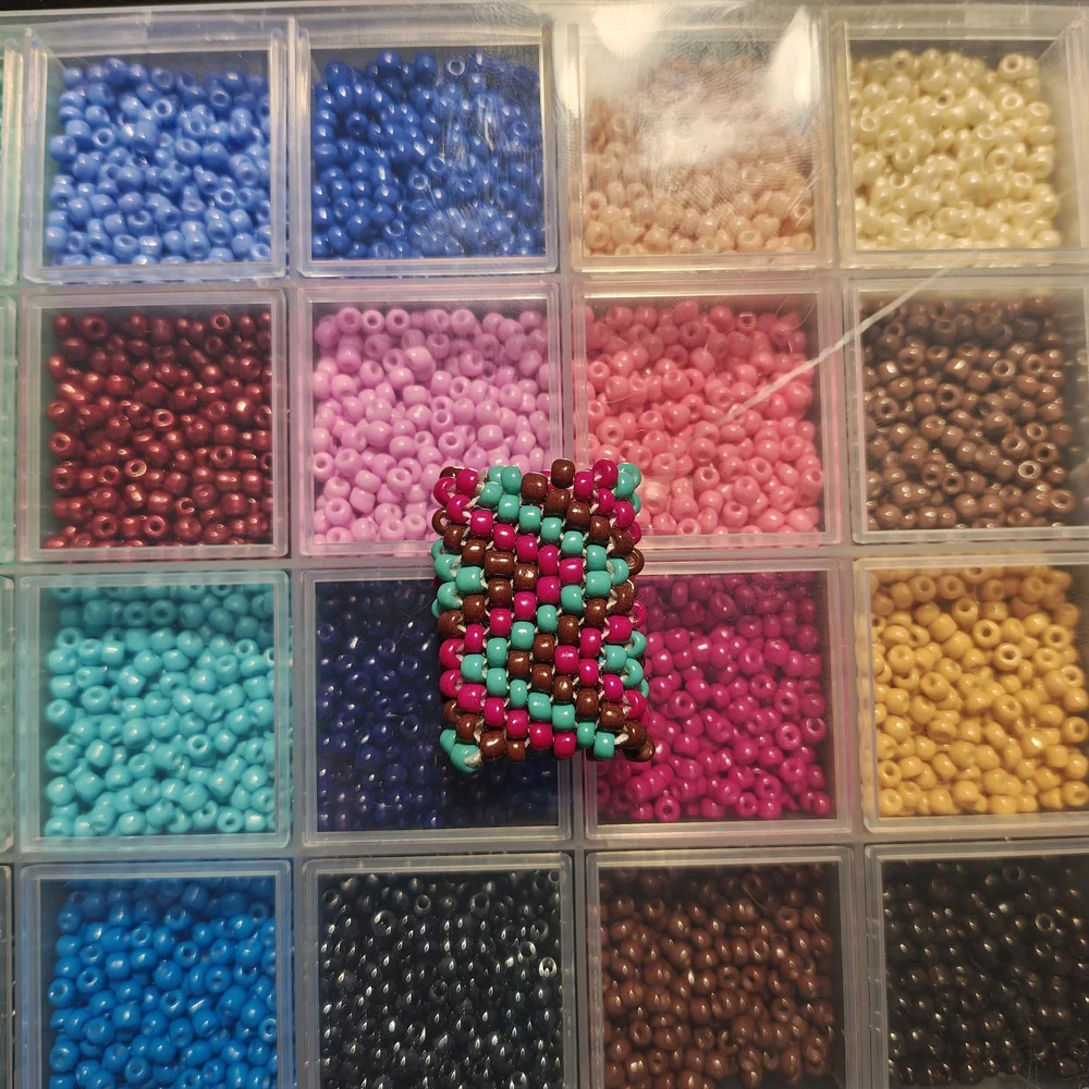 Dreadlock Bead Handmade Pink Blue Zigzag Seed Bead Hair Jewelry Peyote Loc Charm
